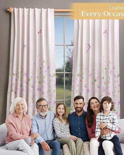 Maison d' Hermine Curtains for Living Room 100% Cotton 108 inch Length Two Panels Light Filtering Curtains for Bedroom Windows with Rod and Loop Pockets Drapes (Magnolia Mornings, 50" W x 108" L)