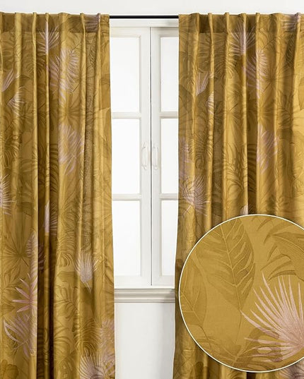 Maison d' Hermine Curtains for Living Room 100% Cotton 108 inch Length Two Panels Light Filtering Curtains for Bedroom Windows with Rod and Loop Pockets Drapes (Creole Caramel, 50" W x 108" L)