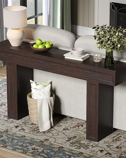 Rresyet 63 Inch Long Console Table, Sofa Table Behind Sofa, Wooden Entryway Table, Farmhouse Entryway Table for Entry, Hallway, Living Room (Cherry)