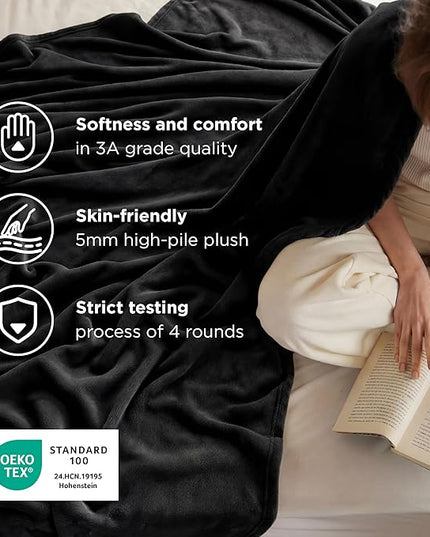 Bedsure GentleSoft Twin XL Fleece Blanket Dorm Bedding - Lightweight Soft Cozy Blankets for Bed, Sofa, Couch, Travel, Camping, Black, 66"x90"