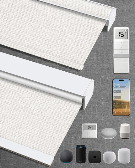 Kincmo Motorized Blinds with Remote,100% Blackout Motorized Roller Shades Work with Apple Homekit,Alexa,Google, Custom Electric Blinds with App,Voice Control (Aqua Waves Beige)