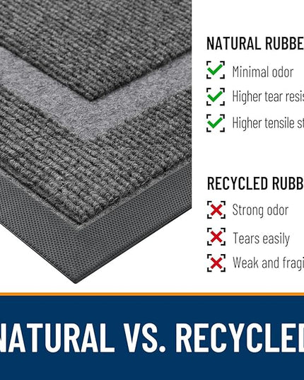 OLANLY Front Door Mat Indoor Outdoor Entrance, Waterproof All-Season, All-Weather Doormat, Sturdy Natural Rubber, Fade Resistant, Low Profile, Easy Clean Patio Porch Entryway Mat, 59x23, Dark Grey