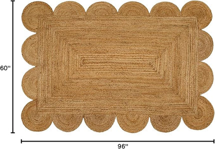 Hand Woven Jute Area Rug - 5' x 8' Feet - Rustic Beige Reversible Rectangular Rugs for Bedroom, Kitchen, Living Room - Vintage Natural Braided Entry Floor Décor Boho 5 x 8 Area Rug