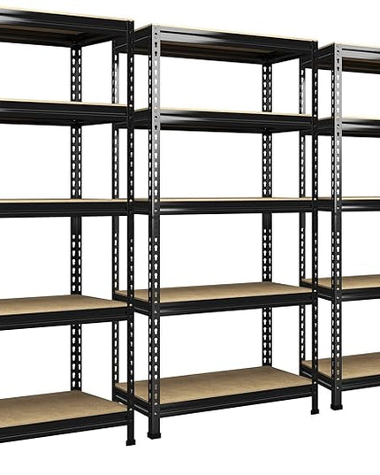 PrimeZone 32" W x 16" D x 63" H Storage Shelves - 3 Pack 5 Tier Adjustable Garage Storage Shelving, Heavy Duty Metal Storage Utility Rack Shelf Unit for Warehouse Pantry Closet Kitchen, Black