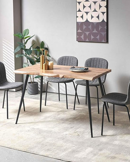 NORDICANA 5-Piece Dining Table Set, Modern Rectangular Dining Table and Chairs Set for Kitchen, Dining Room, Dinette, Breakfast Nook w/ 4 Chairs - Faux Leather Gray