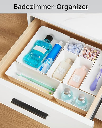Vtopmart 25 PCS Plastic Drawer Organizers Set, 4-Size Versatile Bathroom and Vanity Drawer Organizer Trays, Storage Bins for Makeup, Bedroom, Kitchen Gadgets Utensils and Office