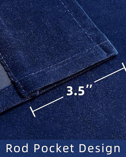 Joydeco Blue Velvet Curtains 102 inch Length 2 Panels, Luxury Blackout Rod Pocket Thermal Insulated Window Curtains, Super Soft Room Darkening Drapes for Living Dining Room Bedroom,W52 x L102 inches