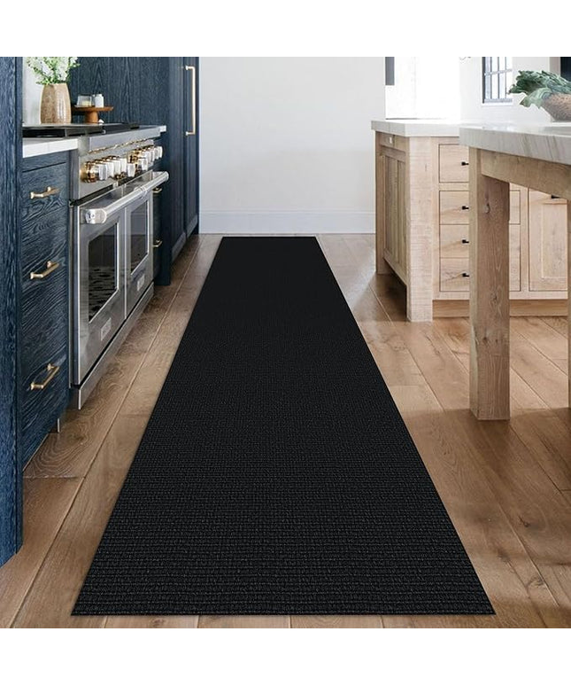 KOZYFLY Washable Runner Rug 2x12 ft Hallway Kitchen Runner Rugs with Rubber Backing Non Slip Entryway Runner Indoor, Extra Long Carpet Runners for Hall Kitchen Entryway, Black