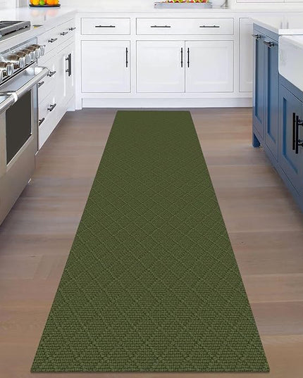 KOZYFLY Runner Rug 2x8 Ft Washable Runners for Hallways Non Slip Rubber Backed Kitchen Runners, Braided Cotton Entryway Runner Indoor, Floor Carpet for Hallway Kitchen Entryway, Dark Green