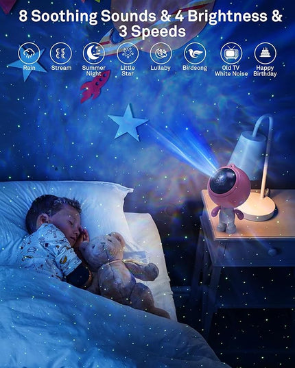 AIRIVO Galaxy Projector, Astronaut Star Projector for Bedroom,Nebula Projector Night Light with Bluetooth Speaker & Remote,Room Decor Gifts for Girls,Women,Pink Lovers,Christmas