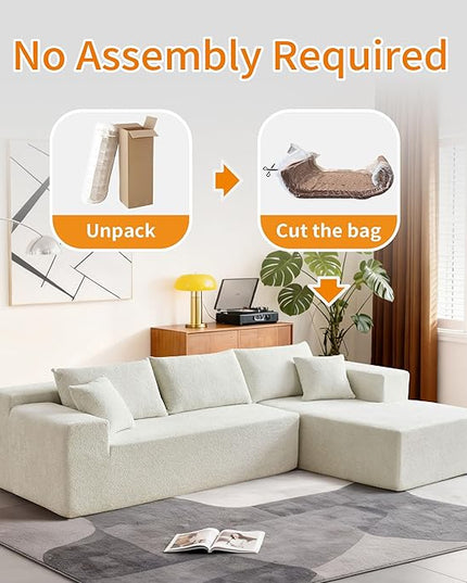103.54'' Sectional Sofa, Raindrop Velvet Fabric L Shaped Sofa, 4 Seat Modern L Shape Couch with 2 Pillows Left Hand Lounge for Living Room, Office