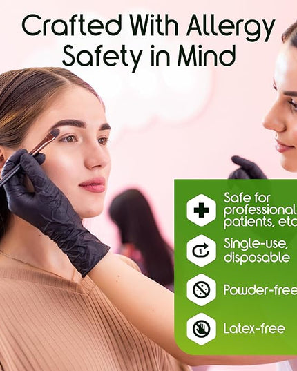 Inspire Black Nitrile Gloves HEAVY DUTY 6 Mil Nitrile Chemical Resistant Medical Cooking Cleaning Disposable Black Gloves