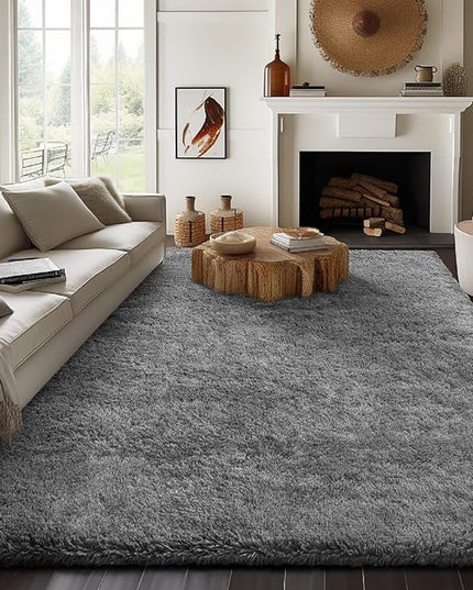 Ophanie 8x10 Area Rugs for Living Room, Upgrade Non-Slip Fluffy Soft Large Shag Bedroom Carpet, Grey Big Indoor Thick Nursery Rug, Gray Carpets for Boy and Girls Room Dorm Home Decor Aesthetic