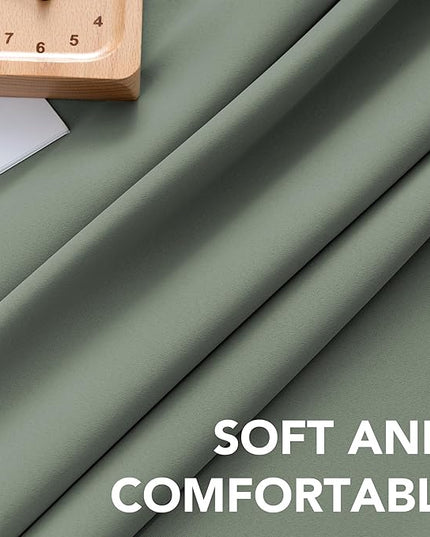H.VERSAILTEX Blackout Curtains Thermal Insulated Window Treatment Panels Room Darkening Blackout Drapes for Living Room Back Tab/Rod Pocket Bedroom Draperies (2 Panels, Green Bay, 52 x 84 Inch)