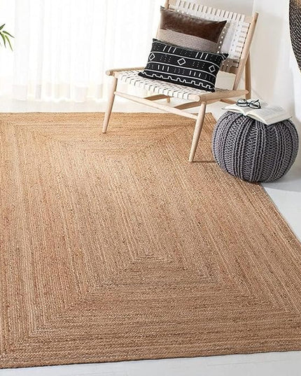 FRELISH DECOR Handwoven Jute Area Rug - 4x6 Feet Natural Yarn - Rustic Vintage Beige Braided Reversible Rectangular Rugs for Bedroom - Kitchen - Living Room - Farmhouse (4' x 6')