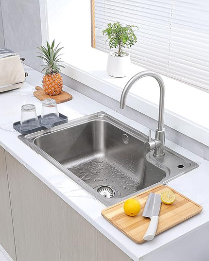 Silicone Bathroom Soap Dishes with Drain Spout-Bathroom and Kitchen Sink Organizer,Sponge Holder,Dish Soap Tray,Perfect for Dispenser,Scrubber,Bottle,Cup on Sink or Counter-Grey 9.6"×5.3"