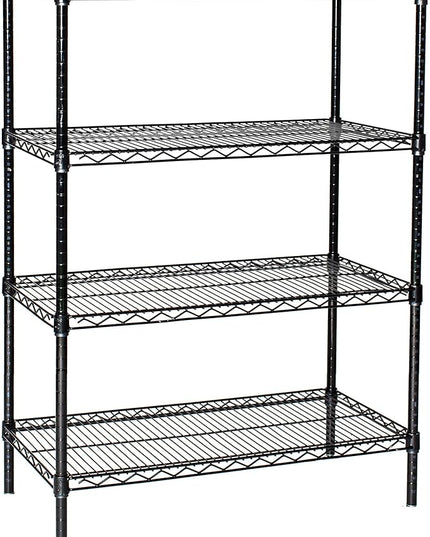 Omega 4 Tier Shelving Unit Heavy Duty NSF Wire Shelf Metal Large Storage Shelves Adjustable, Commercial Grade Steel Utility Layer Shelf Rack Storage,18L x 54W x 54H Inch Black