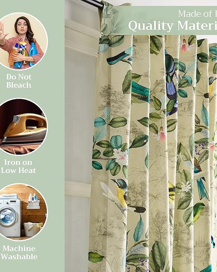 Maison d' Hermine Curtains for Living Room 100% Cotton 84 inch Length Two Panels Light Filtering Curtains for Bedroom Windows with Rod and Loop Pockets Drapes (Solstice Garden Glade, 50" W x 84" L)