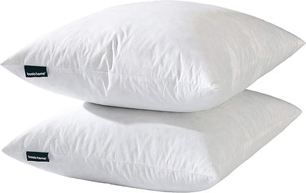 18x18 Decorative Throw Pillow Inserts-Down Feather Pillow Inserts-Square-Cotton Fabric-Set of 2-White.