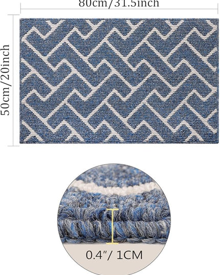 hicorfe Indoor Doormat,Front Back Door Mat Rubber Backing Non Slip Door Mats 20"x31.5" Absorbent Resist Dirt Entrance Doormat Inside Floor Mats for Entryway Washable Low-Profile(Light Blue)