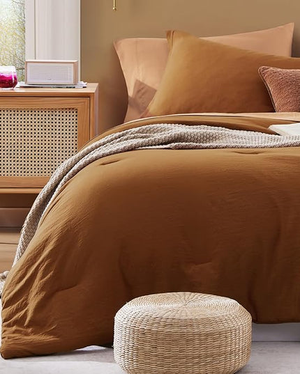 WRENSONGE Queen Comforter Set- 7 Pieces Terracotta Bed in a Bag Queen with Fitted Sheet, Flat Sheet, 2 Shams, and 2 Pillowcases- Warm Bedding Sets for All Season