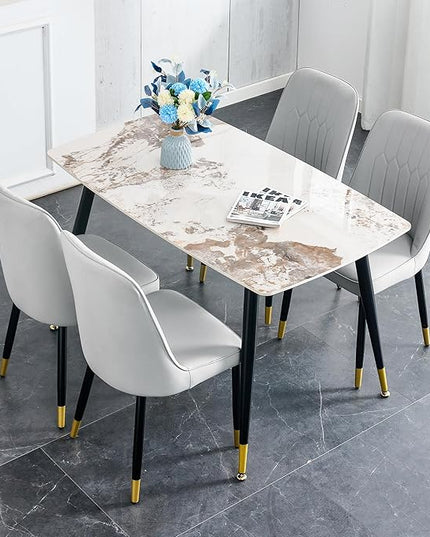 Small Dining Table Set for 4, Dining Room Table Set for 4, Sintered Stone Kitchen Table Top and Modern Chairs Set of 4 for Kitchen Dining Room, Small Space