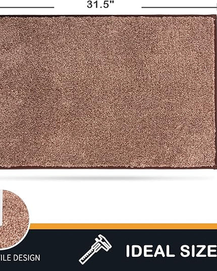 PURRUGS Dirt Trapping Door Mat 20" x 31.5", Non-Slip Machine Washable Entry Rug, Shoe Scraper, Dog Doormat, Super Absorbent Welcome Mat for Front & Back Door, Muddy Shoes & Paws, Brown-Light Cream