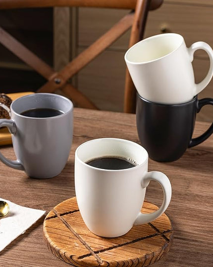 AmorArc 16oz Coffee Mugs Set of 6, Large Ceramic Coffee Mugs for Man, Woman, Dad, Mom, Modern Coffee Mugs Set with handle for Tea/Latte/Cappuccino/Cocoa. Dishwasher&Microwave Safe, Multi-Color