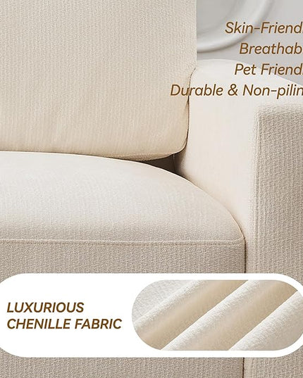 77.4" Chenille Modular Loveseat Oversized Upholstered 2 Seater Sectional Sofa with Thickened Cushions, Easy Assembly, Modern Comfy Love Seat Couch for Living Room, White