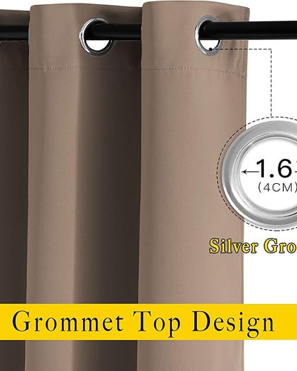 NICETOWN Light Reducing Grommet Curtains - Tripe Woven Textured Soft Curtain Panels for Living Room Window Treatment Drapes for Sliding Door (W80 x L108, Cappuccino, 2 Pieces)