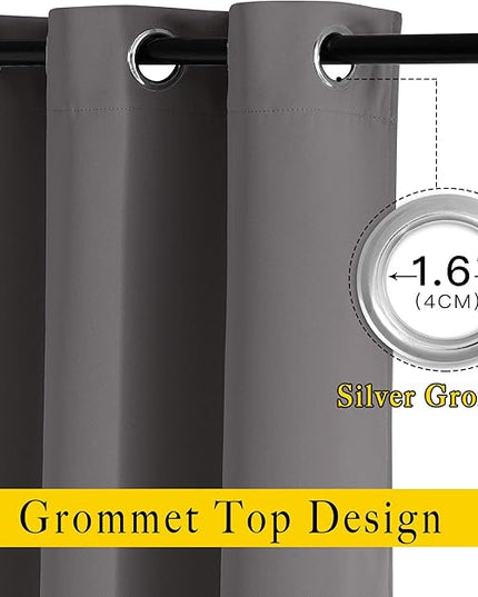 NICETOWN Bedroom Blackout Curtains 95 inch Length - Triple Weave Energy Saving Thermal Insulated Solid Grommet Blackout Draperies for Patio/Hall (1 Pair, 80 inches Wide, Grey)
