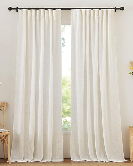 NICETOWN Linen Pinch Pleated Curtain for Bedroom/Living Room Thermal Insulated Back Tab Linen Curtain Drapes Soft Rich Material Light Reducing Drape Panels for Window, 2 Panels, 52 x 84 Inch