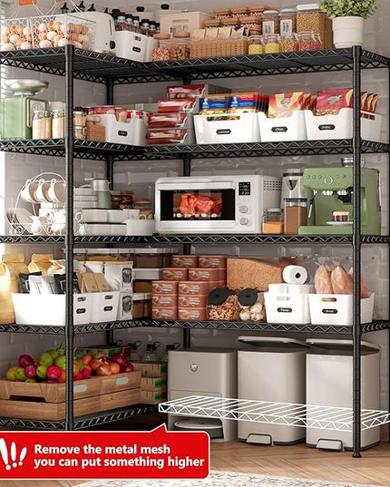 REIBII 5-Tier Heavy Duty Metal Wire Shelves, Industrial Style, 61.7"W x 72.4"H x 15.8"D, 1500 LBS Capacity, Adjustable, Rust Resistant, 2 Pack