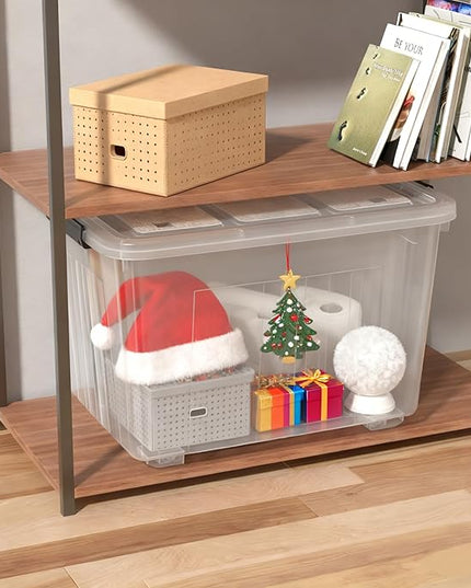 Zopnny 4-Pack Transparent Storage Box, 70 Quart Storage Container with Lids and Secure Latching Buckles, Plastic Wheeled Storage Bin Stackable and Nestable, Ideal for Home and Industrial Storage