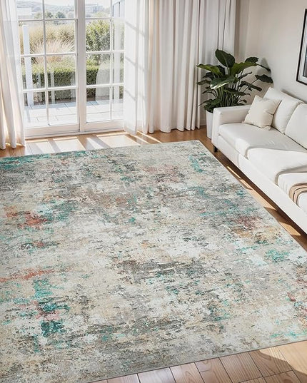 Modern Abstract Area Rug 5x7 Non Slip Non Shedding Rug Low Pile Stain Resistant for Bedroom Living Room,Colorful