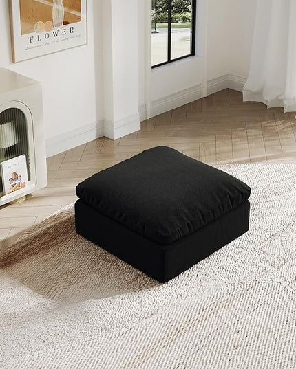 Oversize Cloud Modular Sectional Sofa,Chaise Down Filled Comfort Sofa Detachable Couch Cushion Covers for Living Room Apartment,Black