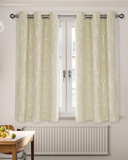 BUHUA Short Curtains 36 inches Long, Black Out RV Bunk Panels, Kitchen Window Curtains Over Sink, Thermal Insulating Blackout Drapes for Small Window (2 Panels, Beige, 38 inches Wide)
