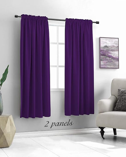 DONREN Royal Purple Blackout Curtain Panels for Living Room - Thermal Insulated Room Darkening Rod Pocket Drapes for Window (52 x 63 Inch Length,2 Panels)