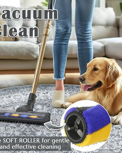 jinchan Round Rug 7ft Washable Circle Soft Rug - Low Pile Vintage 7'Round Indoor Grey Floral Print Stain Resistant Boho Carpet Ultra-Thin Non-Slip for Living Room Bedroom Dining Room Kitchen