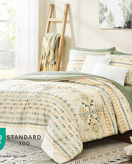 Geniospin King Size Comforter Set- 7 Pieces Boho Bed in a Bag, Western Bedding Set for All Seasons, Reversible Aztec Bedding, Lightweight Comforter Bed Set with Sheets, Pillowcases & Shams
