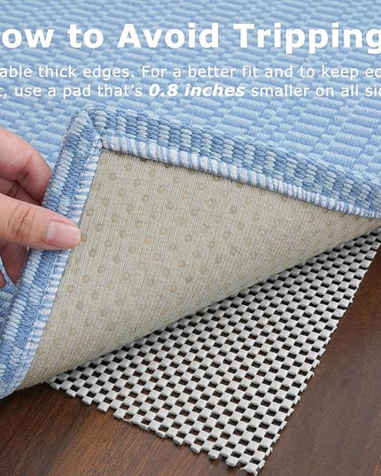 KOZYFLY Washable Entryway Rug 3x5 Ft Area Rugs Cotton Rubber Backed Throw Rugs Indoor Door Mat Kitchen Rugs Braided Floor Carpet for Front Entrance Bathroom Kitchen Living Room, Blue