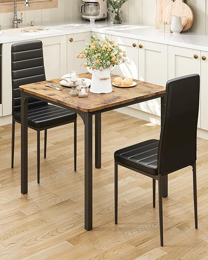 Gizoon Kitchen Table for 2, Table and Chairs Set of 2, 3 Piece Dinner Table Set with 2 Upholstered PU Leather Chairs for Dining Room, Living Room, Apartment, Small Space, Retro