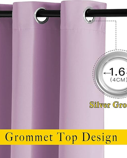 NICETOWN Room Darkening Patio Sliding Door Curtains 84 inch Length, Grommet Divider Thermal Insulated Curtain Drapes for French Door/Living Room (Lilac, W100 x L84, 1 Panel)