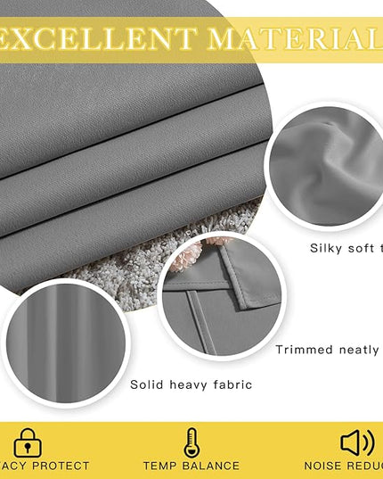 NICETOWN Blackout Silver Grey Sliding Door Curtains 90 inch Length, Thermal Insulated Grommet Room Darkening Window Treatments for Bedroom/Living Room, 1 Panel, W80 x L90