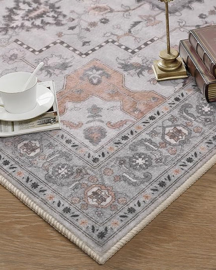 Ciicool Area Rug 5x7ft Washable Rugs for Living Room Non-Slip Indoor Rugs Large Low-Pile Mat Floor Carpet Vintage Rug for Bedroom Dinning Foyer Decor