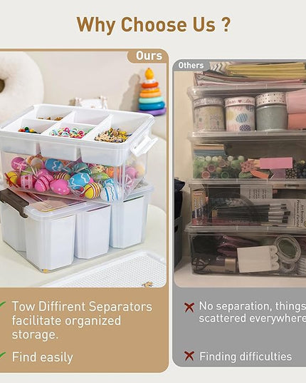 Citylife 17 QT Plastic Storage Bins Clear Storage Box with Lids Multipurpose Stackable Storage Containers for Organizing Tool, Craft, Crayon, 4 Packs