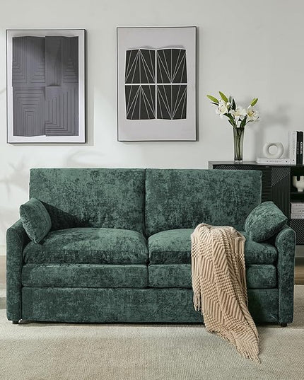 Tbfit Living Room Furniture Set, Loveseat & Standard Couch, Modern Comfy Cloud Sofa Set, Spring Seat Cushion, Chenille Fabric, Green
