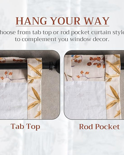 Maison d' Hermine Curtains for Living Room 100% Cotton 124 inch Length One Panel Light Filtering Curtains for Bedroom Windows with Rod and Loop Pockets Drapes (Hokuzai Beige, 50" W x 124" L)