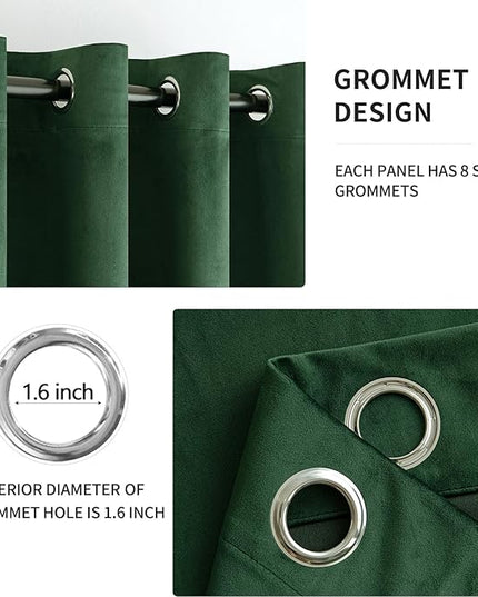 MIULEE Christmas Velvet Curtains Emerald Green Grommet Curtain Thermal Insulated Soundproof Room Darkening Blackout Curtains/Drapes for Girls & Ladys Living Room/Bedroom Decor 52 x 96 Inch 2 Panels