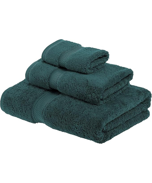 Superior Egyptian Cotton Pile 3 Piece Towel Set, Includes 1 Bath, 1 Hand, 1 Face Towel/Washcloth, Ultra Soft Luxury Towels, Thick Plush Essentials, Guest Bath, Spa, Hotel Bathroom, Teal